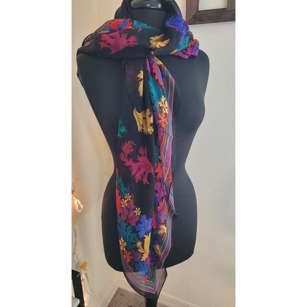 Vintage Italian Leaf Grape Scarf Suzani Inspired 40